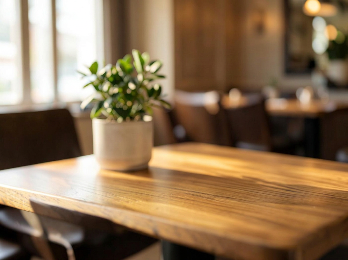 A warmly lit restaurant table ready for a Nod feedback point